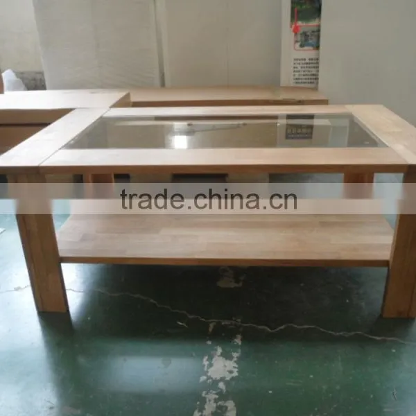 Factory Price Wooden Tea Table Design Glass Top Coffee Tea Desk Living Room Furniture photo-5