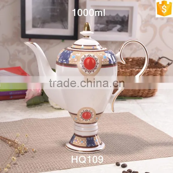 European Style Fashion Pattern With Gold-rim 1000ml Bone China Tea Pot photo-4