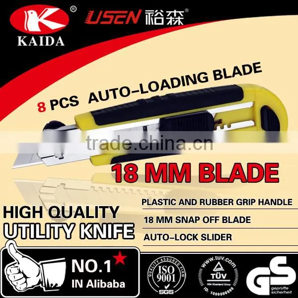6 PCS Auto Loading 18mm Snap Off Blade Plastic With Rubber Grip Handle Utility Knife photo-4