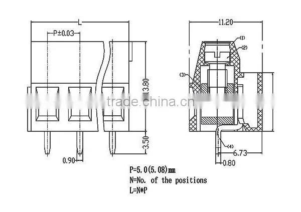UTL Factory Direct China 5mm Europe Type Pcb Screw High Temperature Ceramic Screw Terminal Block 15A 300V photo-4