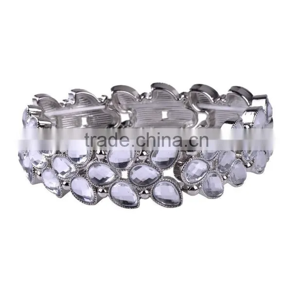 Free Sample 2016 New Design Silver Tone Acrylic Stones Women Bangle Bracelet photo-4