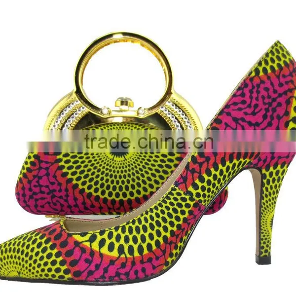 African Wax Printed Fabrics High Heel Shoes and Bags to Match Women Quality Choice