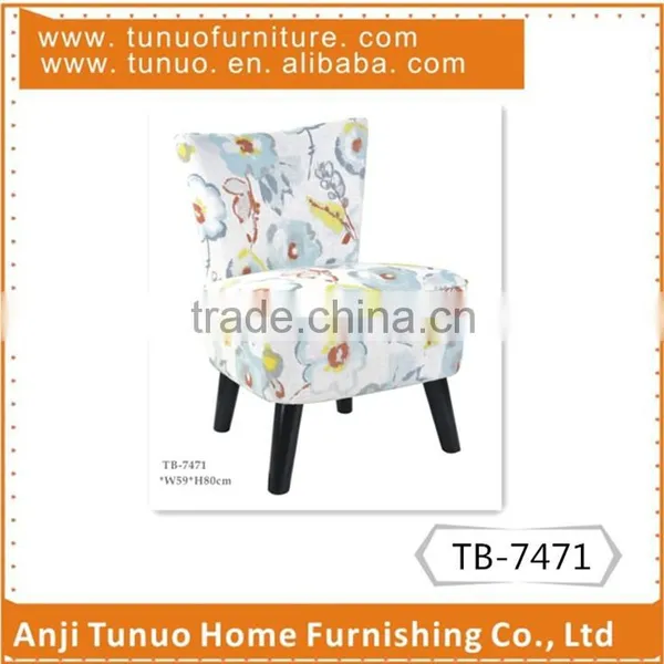 Cafe Chair, Flower Linen Fabric Cover, Black Finish Rubber Wood Legs K/D LEGS,TB-7471 photo-2