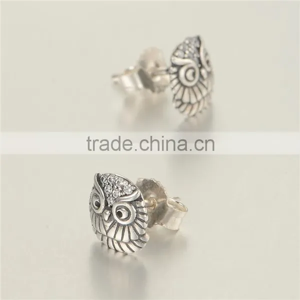 ER1016 Wholesale Solid 925 Sterling Silver Owl Earrings For Women Jewelry photo-5