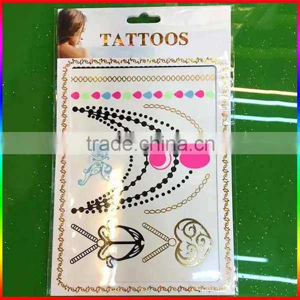 Metallic Gold Sexy Nake Woman Body Skin Safe Temporary Fluorescent Tattoo Sticker photo-2