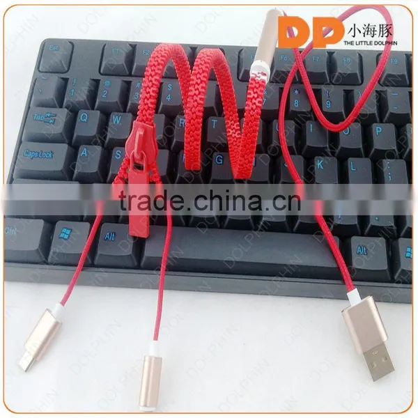 OEM Logo and Package Sync and Charging Zipper Usb Cable Metal Shell 2 in 1 Usb Charger Cable photo-6
