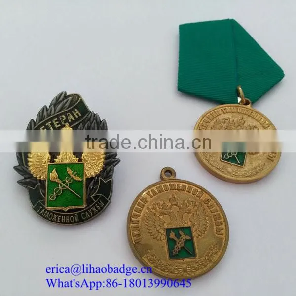 Personalized Russian Style Pressing Flat Iron Brass Diamante Rhinestone Military Russia Medals With Ribbon photo-3