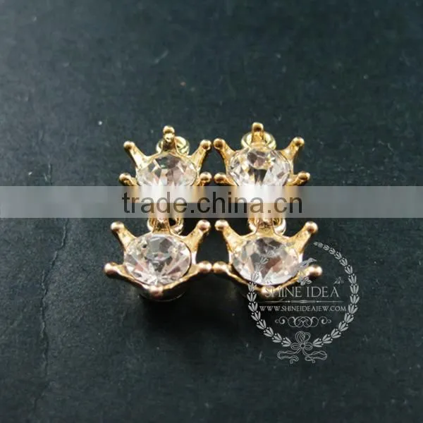 18mm Gold Plated Brass Zircon Imperial Crown Pendant Charm DIY Supplies Findings 1800148 photo-3