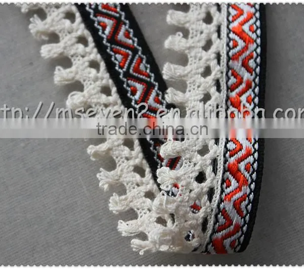 Hot Selling Elegant Jacquard Cotton Tassel Trim, Chemical Cord Trim With Jacquard Fringe for Clothes photo-5