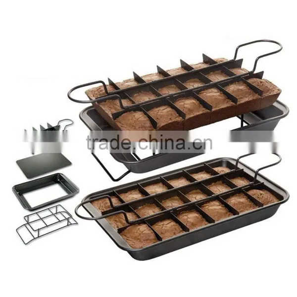 4 Pieces Brownie Square Sectioned Carbon Steel Bakeware Non-Stick Divided Baking Pan photo-6