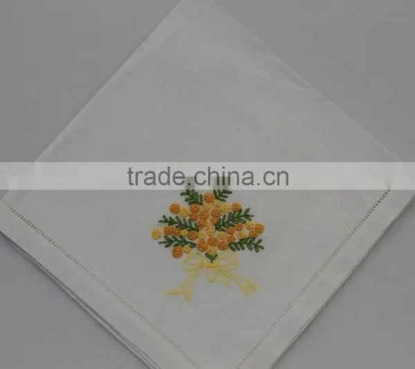 100% Cotton Embroidered Table Napkins With Hemstitch, Set of 6, Various Designs photo-5