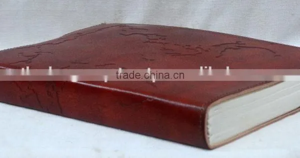 Handmade Vintage World Map Embossed Leather Diary photo-3
