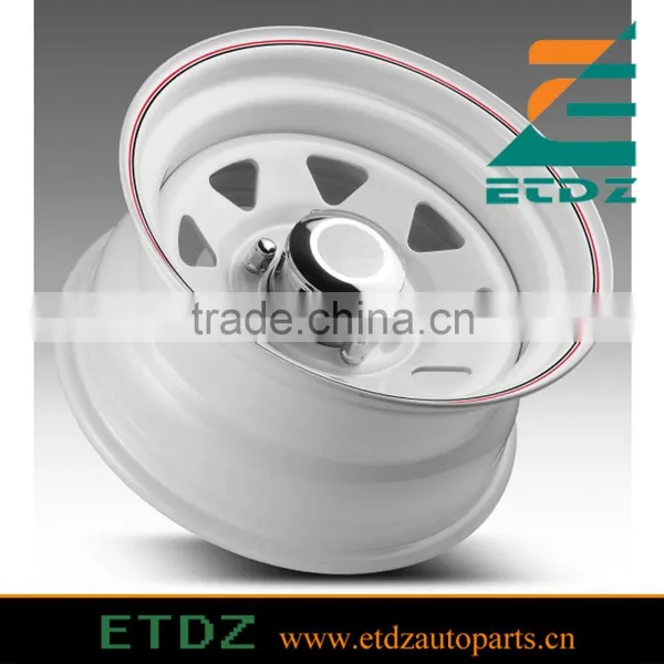 16x10 Eight Spoke Terra White With Pin Stripe Steel Wheels for 4x4, SUV & Trailers photo-2