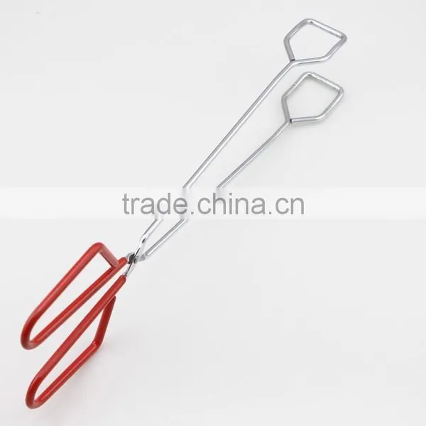 Red Rubber Handle Scissor Food Serving Tongs/ BBQ Tongs photo-6