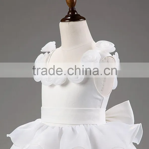 Retail Girl Lace Dress Ruffle Layers Little Girl Princess Party Dress Rose Collar Baby Girls Gauze Evening Dresses Christening photo-4