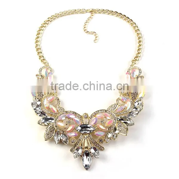 Vintage Ethnic Luxury AB Shinnning Ges Women Chunky Coral Necklace photo-4