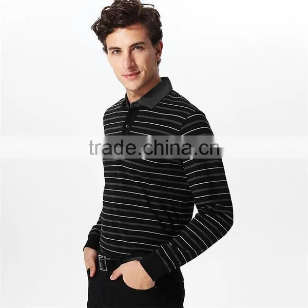 Office Formal Wear Yarn Dyed Stripe Polo t Shirt,polo Shirt Long Sleeve photo-2