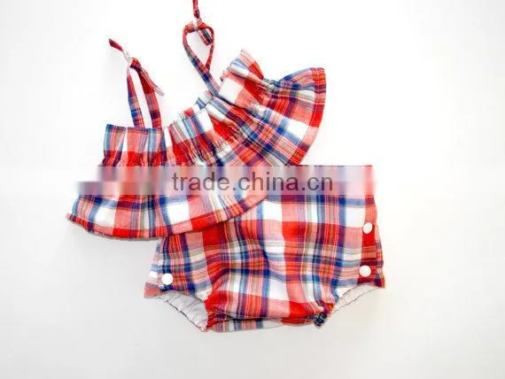 Baby Swimwear Blue Yellow and Aqua Stitching 2 Piece Suit Girl Swimsuit photo-5