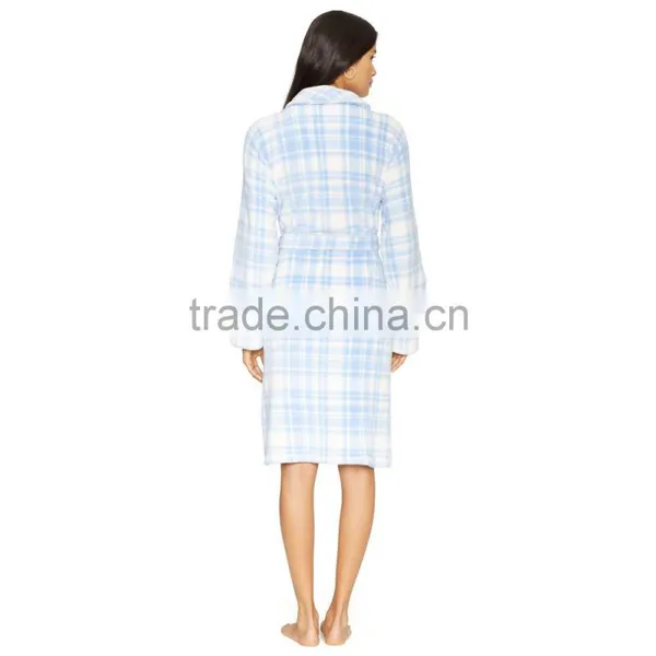 Checked Long Sleeves Dress Women Winter Pyjamas photo-2