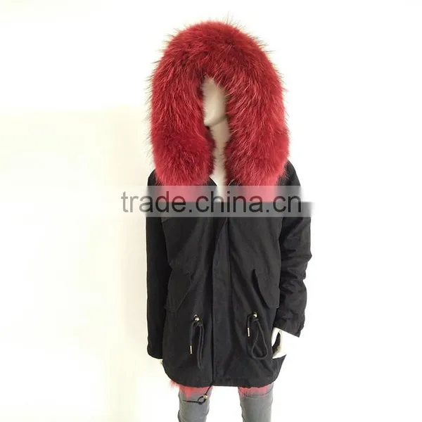 Myfur Luxury Stylish Real Fox Fur Lined Women Long Parka Coat Wholesale photo-6