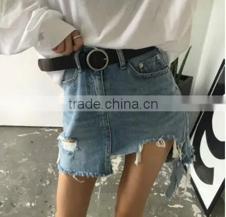 Runwaylover 4961sexy Ripped Sexy Hole Denim Skirt photo-3