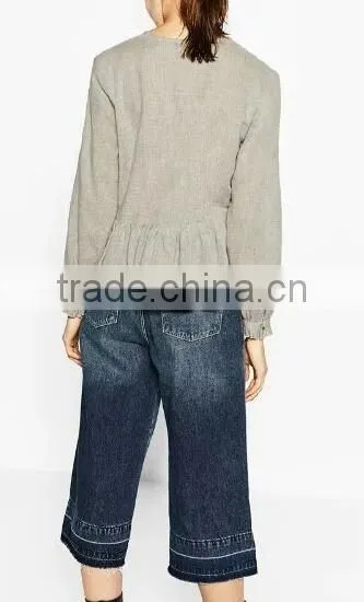 Runwaylover EY2365B New Fashion 2017 Ladies Deep V-Neck Embroidery Blouse photo-2