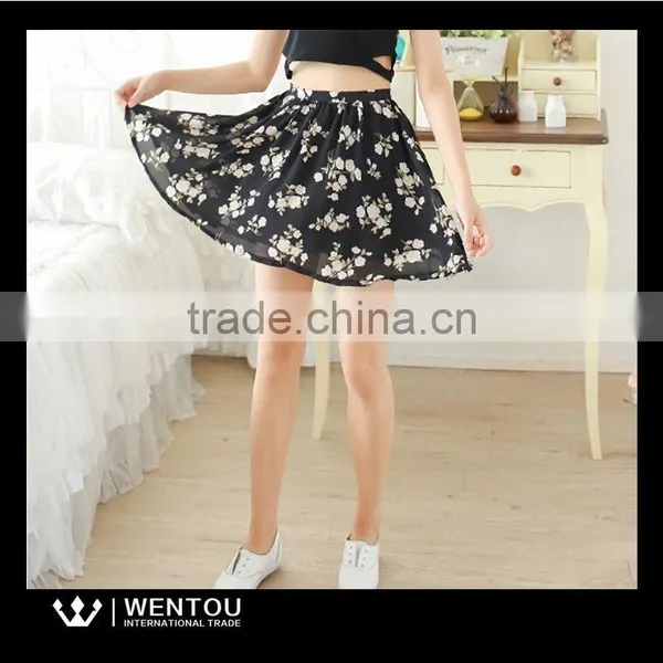 New Fashion Sweet Lady Elastic Waist Floral Skirts photo-2