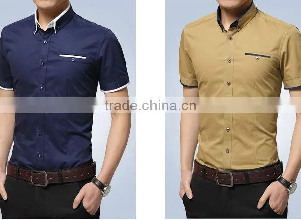 Wholesale Walson D46513a 2015 Fashion Mens Shirts Summer Plain Dress Shirts for Men's Apparel photo-3