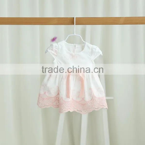 Wholesale Short Sleeve With Belt Cotton Embroidery Baby Dress photo-2