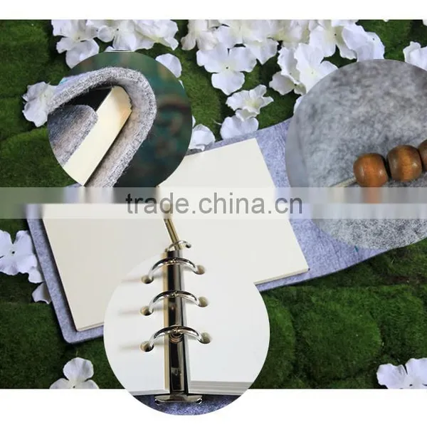 Novel Logo Custom Felt Cover With Embroidery Spiral Binding Dairy Notebook With Button photo-3