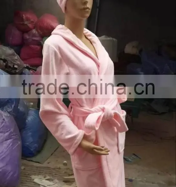 Gaoyang Factory Cheap Microfiber Bath Robe With Hair-drying Cap photo-3