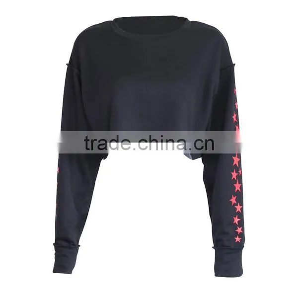 B40999A 2017 Autumn Fashion Crop Tops Women Short Star Sweatshirt photo-6