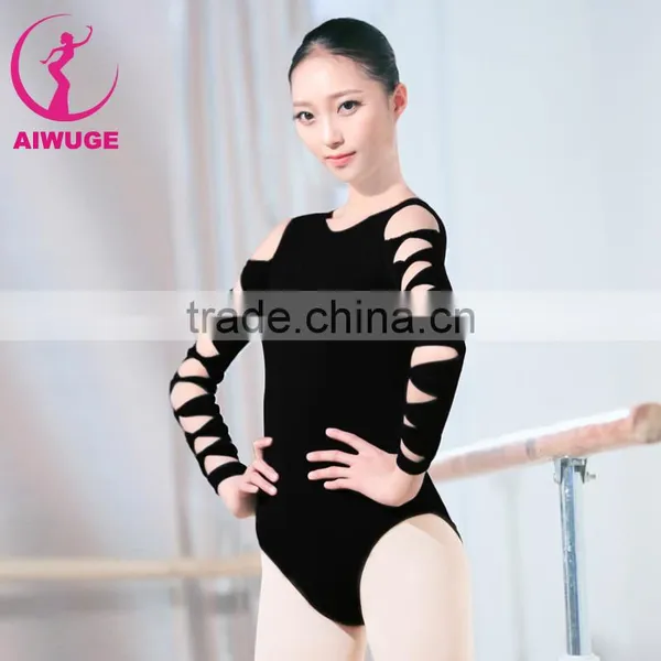 Women Ballet Bodysuit Ballet Leotards Ballerina Black Gymnastics Leotards Hollow Sleeve photo-3