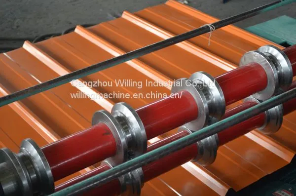 High Standard Hot Selling Galvanized Trapezoidal Roof Sheet Roll Forming Machine photo-2