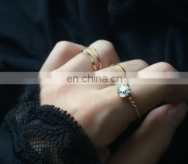4PCS/Set Gold Plated Minimalist Pearl Diamond Mix Design For Women Knuckle Ring Set photo-2