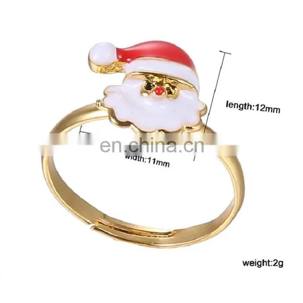 Latest Gold Finger Ring Designs Lovely Adjustable Christmas Santa Claus Ring photo-4