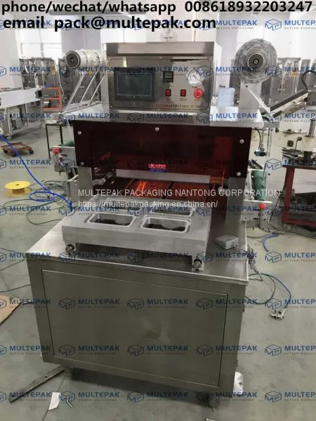 multepak High quality vertical MAP vacuum tray sealer for raw meat and cooked meat packaging