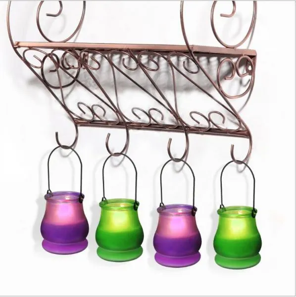 Hanging Glass Hurricane Wax Holder Candle Jar Lantern Candle Holder Glass Container for Wax photo-3