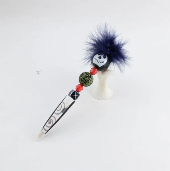 Halloween Theme Feathers Ghost Ball Point Pen Gift Crafts Pumpkin Grimace Skull Design photo-3