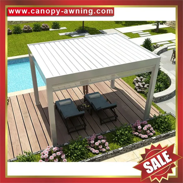 Outdoor Backyard Aluminum Louver Motorized Louvered Shutter Opening Roof Pergola Shelter for Sale photo-4
