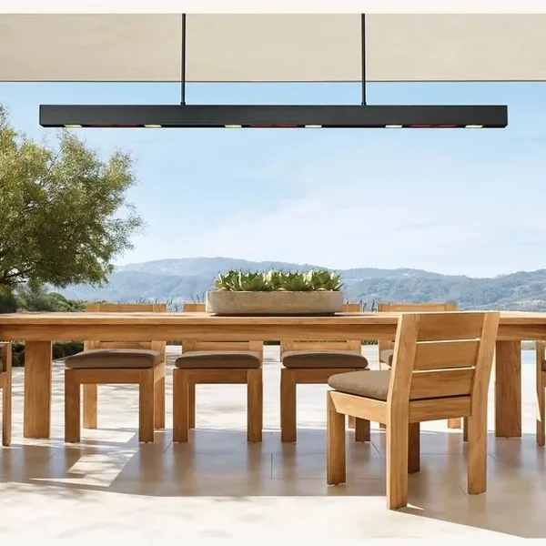 Premium Grade-A Teak Outdoor Dining Set: Rectangular Patio Dining Table Paired With Slatted-back Armchairs and Weather-resistant Cushions