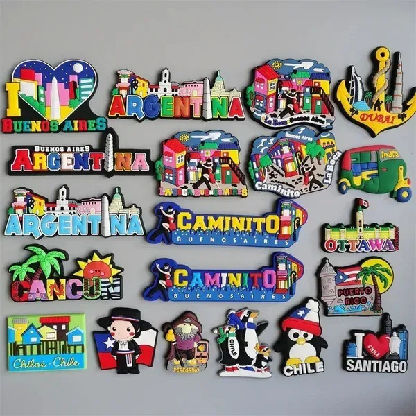 Wholesale Price Personalized Dubai Venezvela Puerto Rico Ottawa Argentina Santiago Chile Tourist Souvenirs Custom Soft PVC Rubber Fridge Magnets