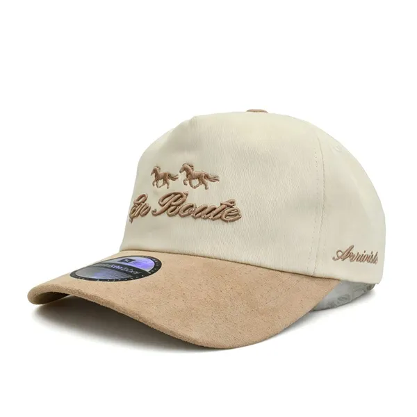 Custom Two Tone Suede Brim Baseball Cap Wholesale High Quality 5 Panel Flat Embroidery Dad Hat for Streetwear Brands photo-3