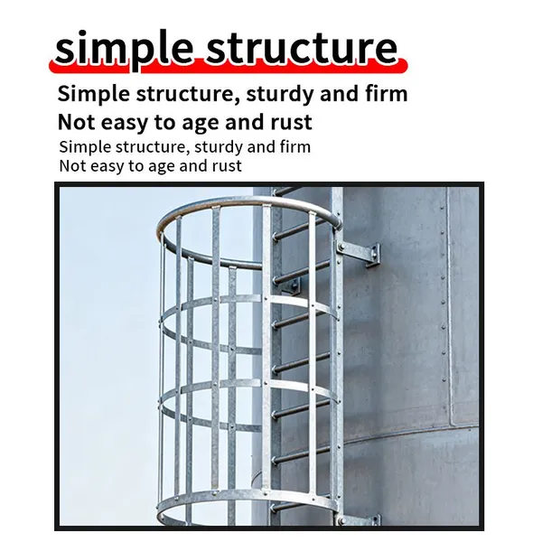 Outdoor Weatherproof Galvanized Steel Safety Ladder With Protective Cage for Building Exterior Wall photo-3