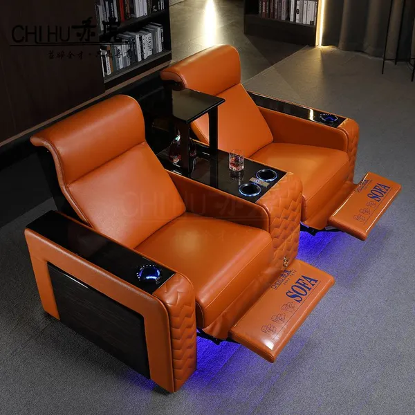 CHIHU Home Use Genuine Leather Sofa Home Theater Recliner Seats Electric Movie Cinema Chairs With Smart Functional Cup