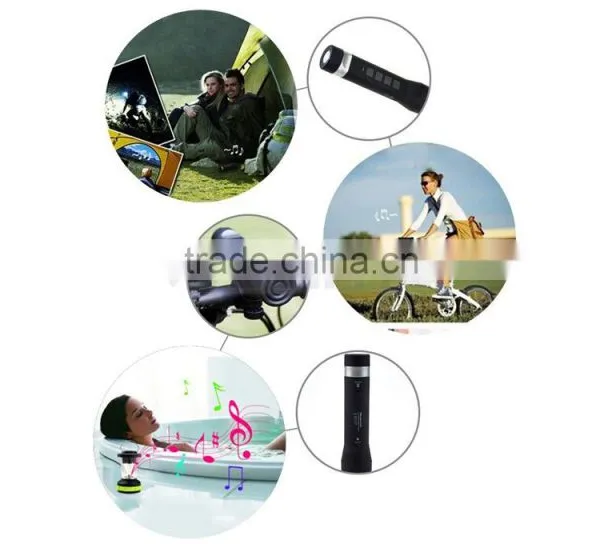 Round Portable Bluetooth LED Flashlight Riding Bike Speaker With Torch Holder photo-4