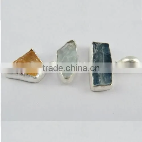 Fabulous Rough Kyanite Aquamarine Pendant, Gemstone Silver Jewellery, Fine Silver Jewellery photo-2