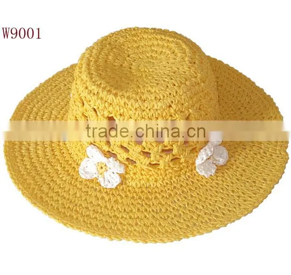 Flower Trim Fruit Kid Straw Hand Weave Hat photo-3