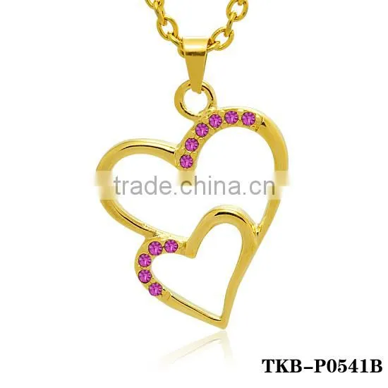Gold Plated Enclosed Crystal Hollow Heart Shape Pendant Light Modern Necklace photo-3