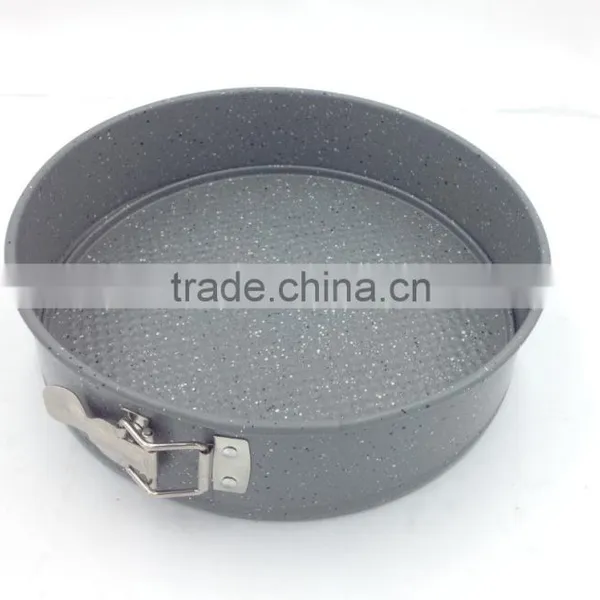Dia.28*H7cm Carbon Steel Non-stick Round Springform Cake Pans 2pcs Set With Marble Coating